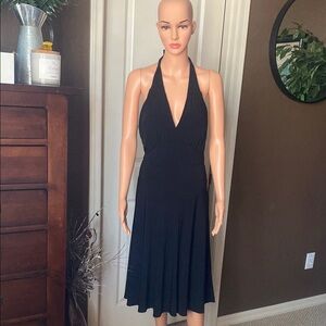 Calvin Klein Black Sleeveless Halter Midi Dress